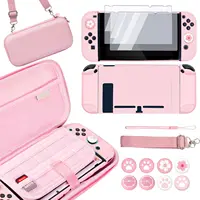 Bolsa de almacenamiento 10 en 1, bonita funda de viaje y transporte rosa Sakura para Nintendo Switch, Kit de accesorios, funda protectora para consola Switch