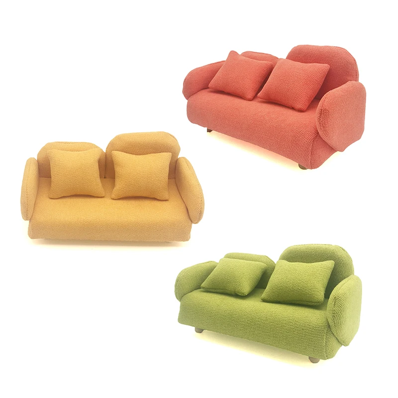 Doll House Furniture Living Room Mini Sofa Pillows Modern Fashion Chair For 1/12 Dollhouse Minitures WL082