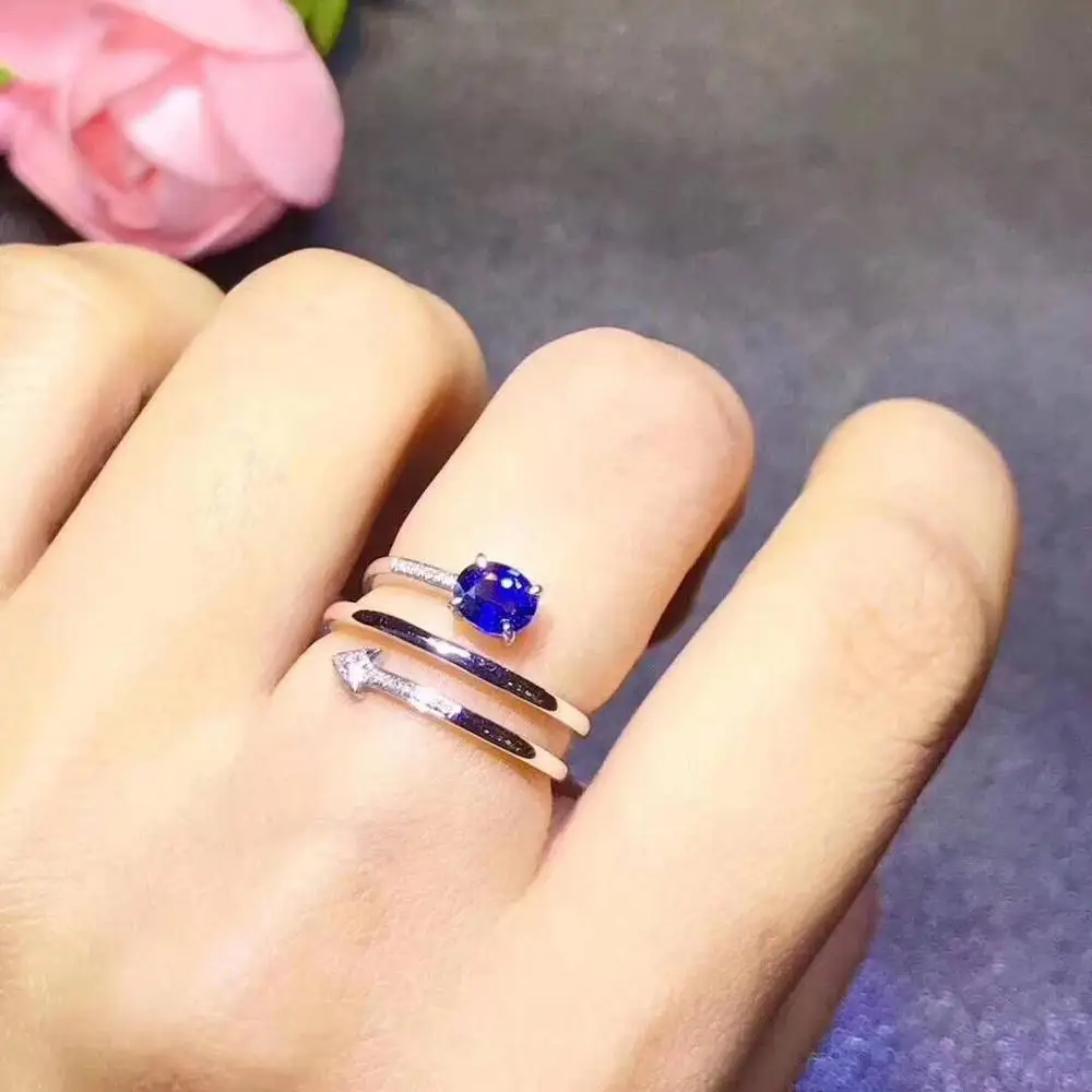 

Natural real blue sapphire ring 925 sterling silver Fine handworked jewelry Finger rings