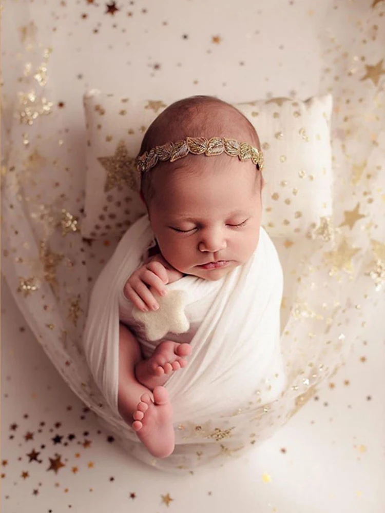 Newborn Photography Props Bling Star Wrap Baby Blanket Photo Background Bronzing Fabric Glitter Cloth Photo Studio Accessories