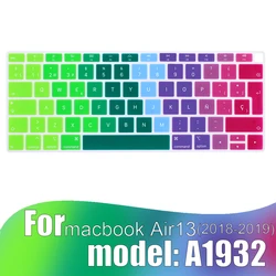 Colorful keyboard film For Mac Book Air 13 A1932 (2018-2019) touch ID Spanish Silicone Keyboard Protector Cover Protective Film