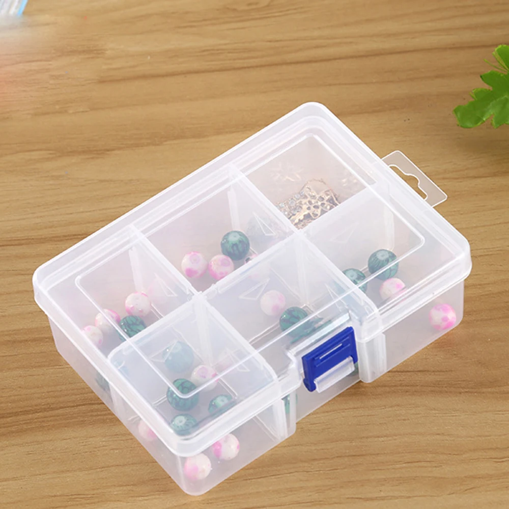 6 Grids Removable Plastic Storage Box Transparent Desk Organizer Button Box Multifunctional Sundries Jewelry Storage Box