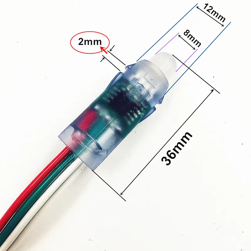 1000 Stuks Dc 5V Dc 12V Led Modules 12Mm Ip68 Waterdichte Full Color Digitale Diffuse Rgb Led Pixel Ws2811 2811