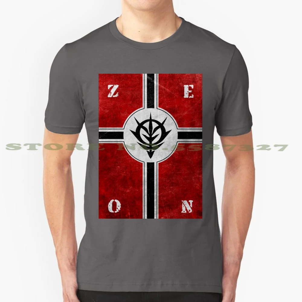 Zeon Flag Texture White 100% Pure Cotton T-Shirt Scifi Science Fiction Robot Mecha Anime Manga Principality Of Zeon Side Colony