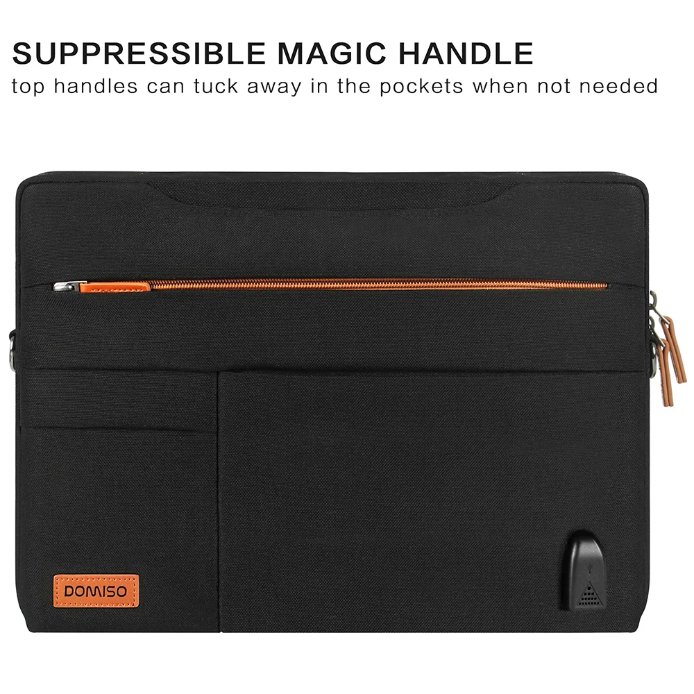 Waterproof Laptop Bag Carrying Bag Shoulder Bag Briefcase with USB Charging Port for 14\