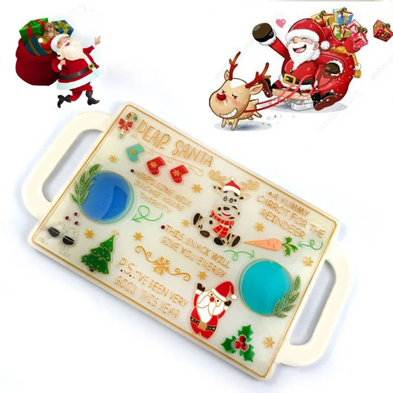 R3MC Giáng Sinh Khay Nhựa Dính Khuôn Xmas Ăn Dặm Hoa Quả Chống Hóc Phục Vụ Tấm Silicon Khuôn Mẫu Đồ Trang Trí Trang Sức Giữ Đồ Trang Trí Nhà Cửa