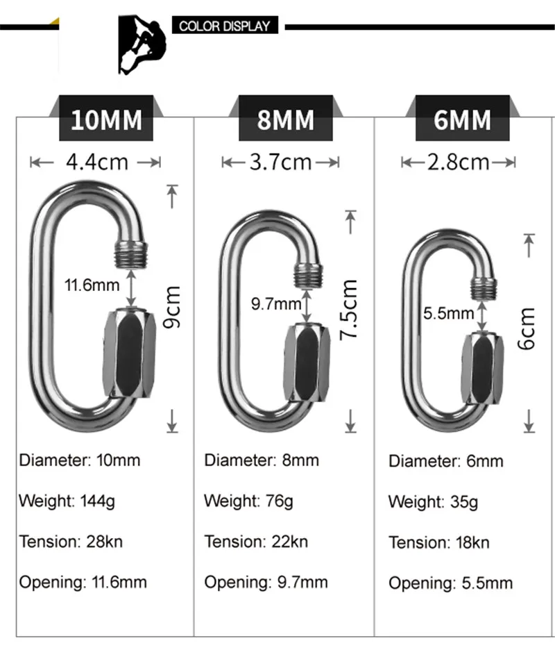 Excellent Quality O shape 18KN-28KN Professional Safety Master Lock Lifting Sling connection Buckle Carabiner Climbing Equipment