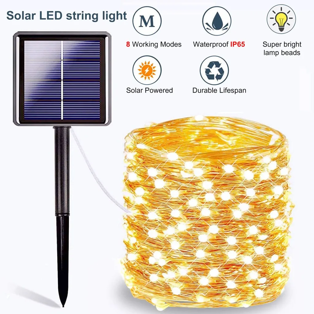 LED Outdoor Solar Lamp String Lights remote control 100/200 LEDs Fairy Holiday Christmas Party Garland Solar Garden Waterproof