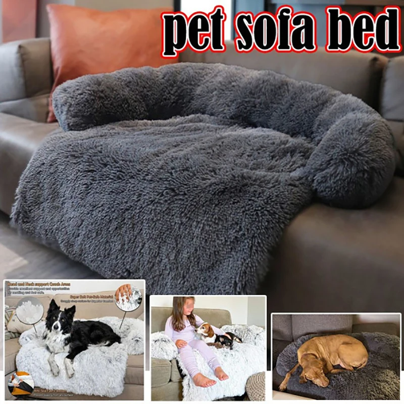 Washable Pet Sofa Dog Bed Calming Bed for Large Dogs Pad Blanket Winter Warm Cats Bed Mats Couches Car Floor Furniture Protector