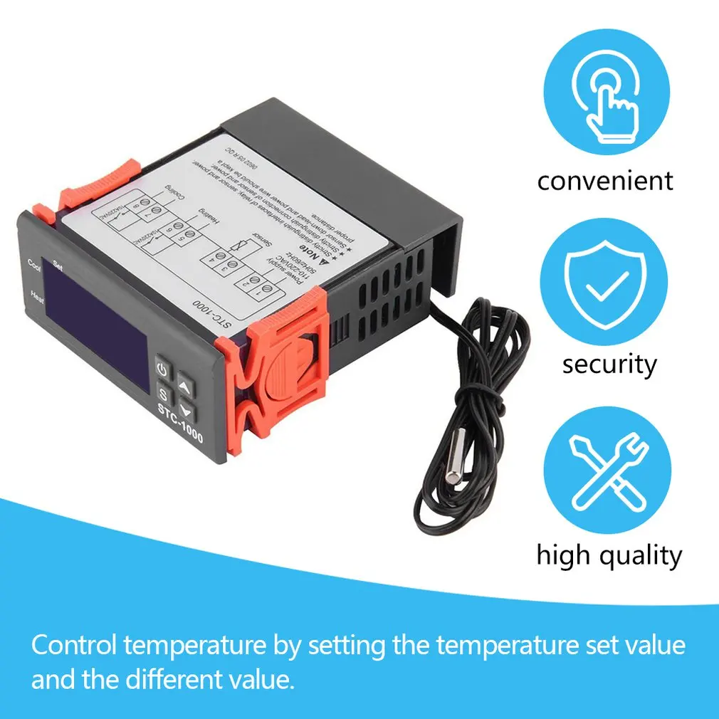 Đen Kỹ Thuật Số STC-1000 Đa Năng Bộ Điều Khiển Nhiệt Độ Bình Giữ Nhiệt Có Cảm Biến Nhiệt Độ Nhạc Cụ Công Cụ Chẩn Đoán