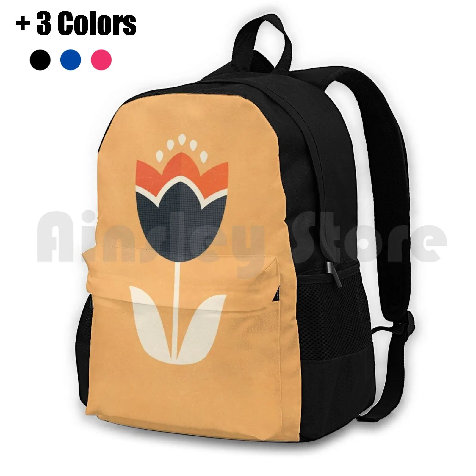 Retro Tulip-Orange And Cream Outdoor Hiking Backpack Waterproof Camping Travel Tulip Tulips Flower Flowers Floral Spring Summer