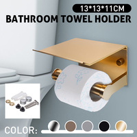 Paper Holders Bathroom Accessories Toilet WC Paper Holder Mobile Phone Roll Storage with Shelf Towel Rack Black baño Wall Mount