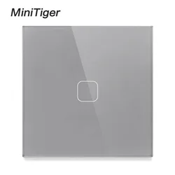 Minitiger EU Standard Touch Switch 1 Gang 1 Way wall Light Touch Screen Switch Crystal Glass Panel With LED