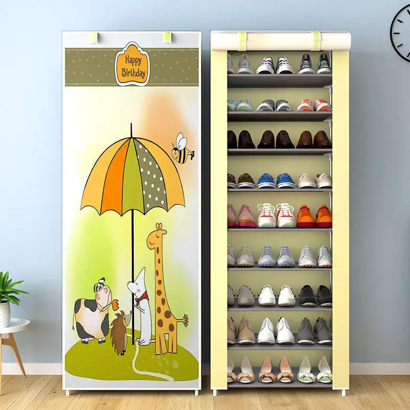 Multilayer Shoe Cabinet Simple Dustproof Home Space-saving indoor Assembly Nonwoven Fabric With Zipper Closed Storage Shoe Rack
