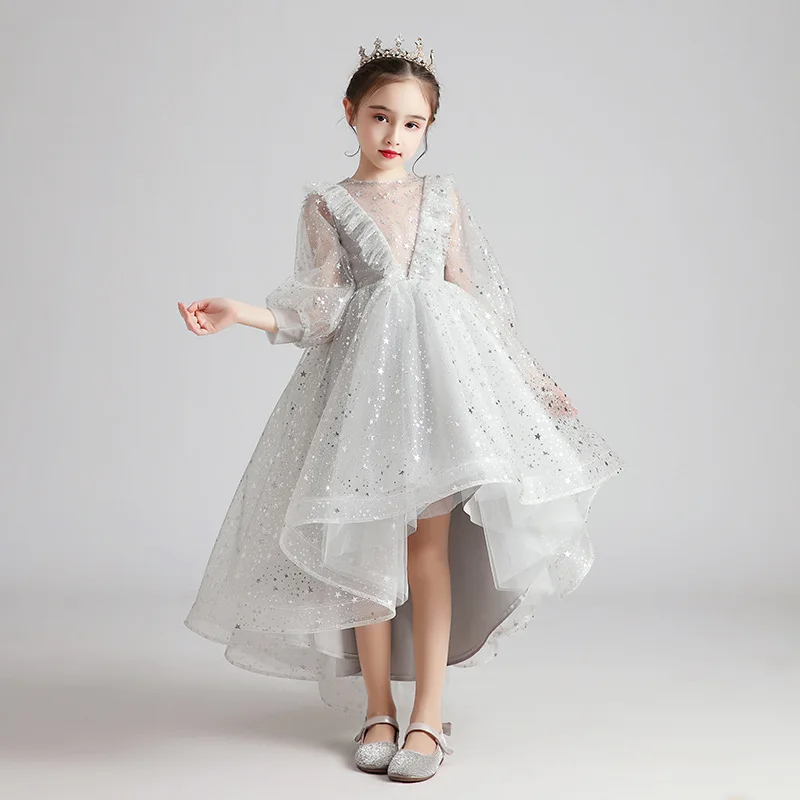 Robe de mariée en tulle pour filles, tenue de soirée, motif floral, pour adolescentes, spectacle, fête, spectacle, Rh, 2024