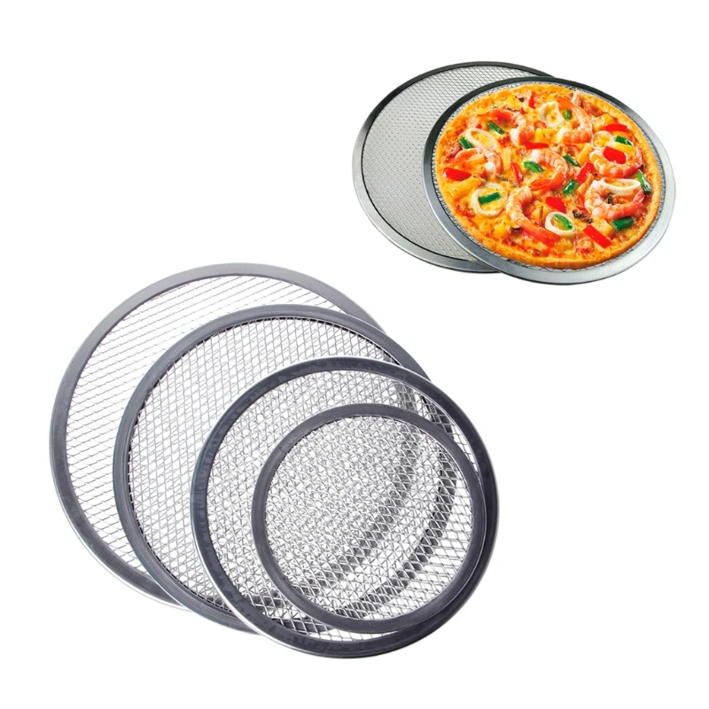 New Aluminum Mesh Grill  Pizza Screen Round Baking Tray Net Kitchen Tools Ovens Kit