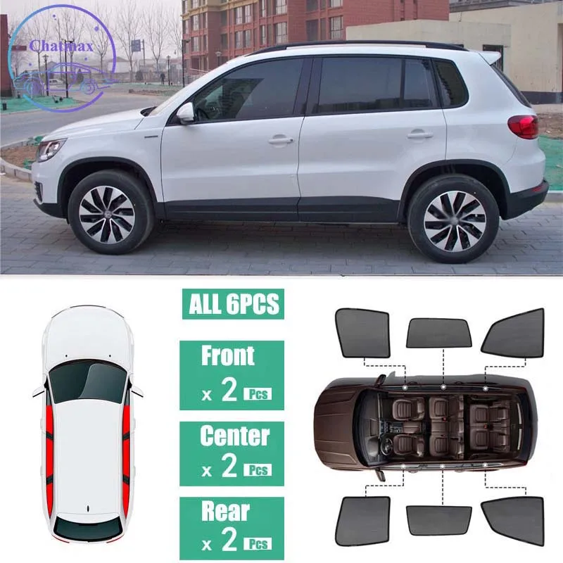 For Volkswagen Tiguan 2013-2017 Window Sunshade UV Protection Ray Blocking Mesh Visor Laser Black Net Yarn