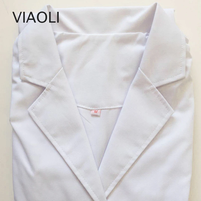 Viaoli-uniforme de trabajo de manga larga para mujer, abrigo blanco para spa, salón, cinturón frontal Delgado