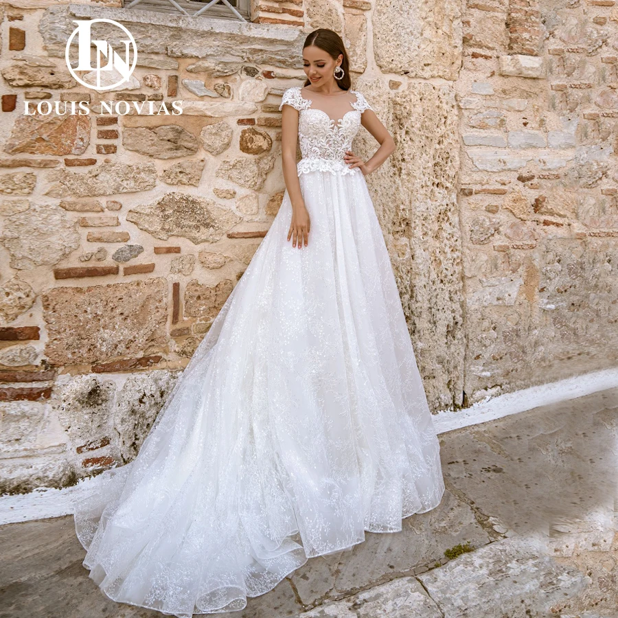 LOUIS NOVIAS – robe de mariée trapèze, en dentelle perlée délicate, épaules dénudées, dos nu, chérie, collection 2022