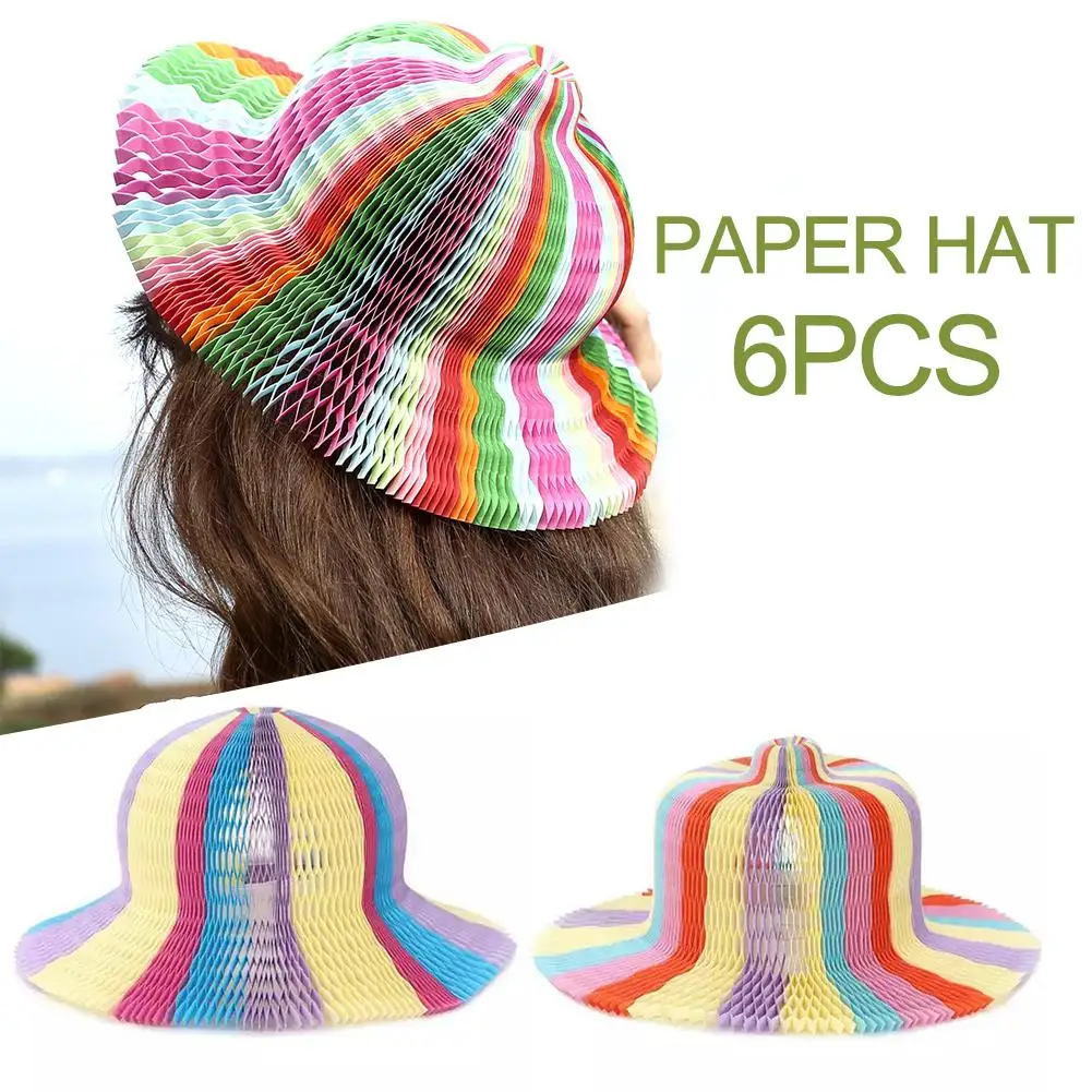 Thicker Fashion Summer Hats Magic Vase Paper Hats Handmade Folding Hat For Party Decorations Funny Paper Caps Travel Sun Hats