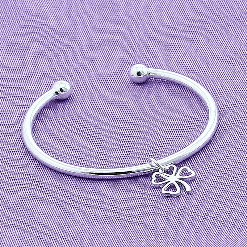 BABYLLNT-pulsera de plata de ley 925 con flor rosa para mujer, brazalete de alta calidad, dijes de compromiso de boda, joyería, regalos de fiesta