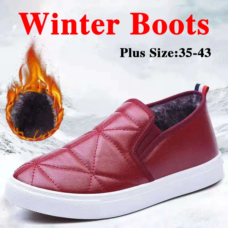 

New Winter Boots Women Snow Boots Ladies Fur Shoes Female Warm Flat Casual Winter Shoes Ankle Boots for Women Plus Size