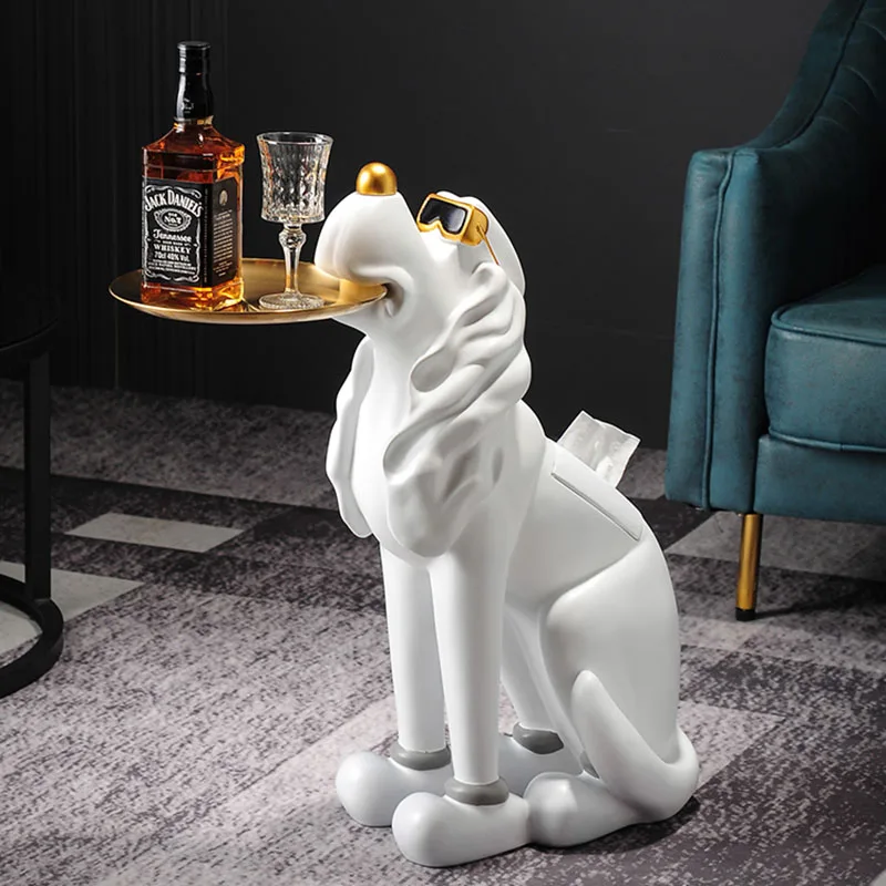 Homes Decor Multifunctional Floor Dog Creative Tray Tissue Box Decoration Statue Home Decorations Accessories Statues Sculptures