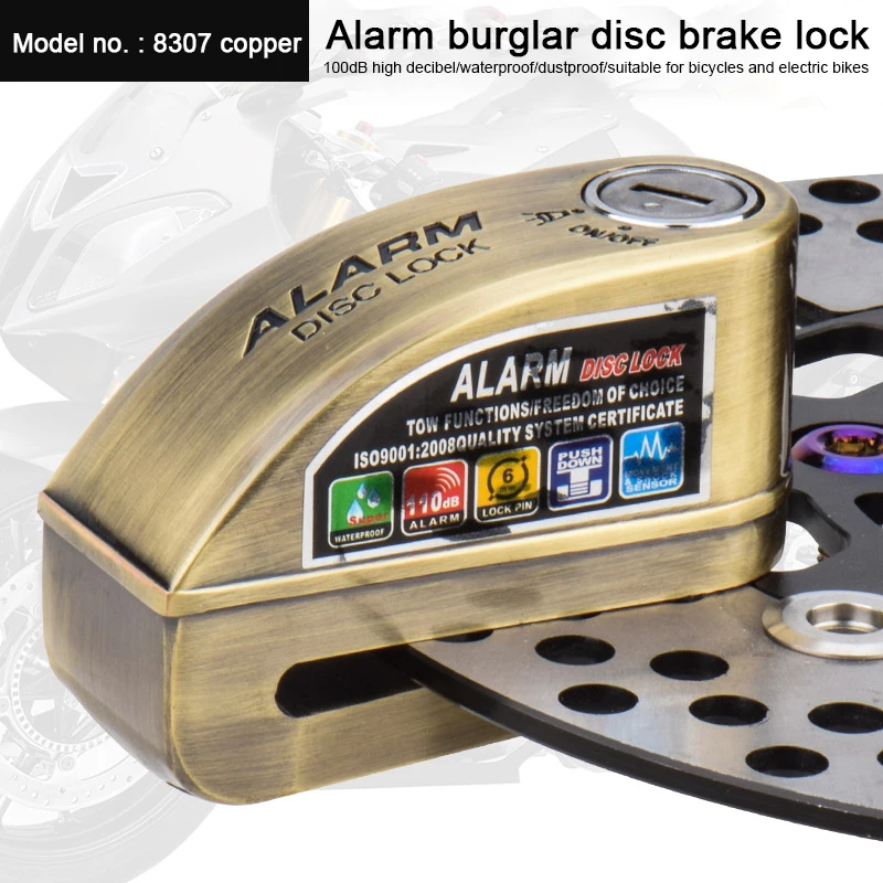 Alarm Disc Brake Lock Motorcycle  Anti-theft Lock Electric Car Brake Disc Lock Battery Car Lock Bicycle Lock