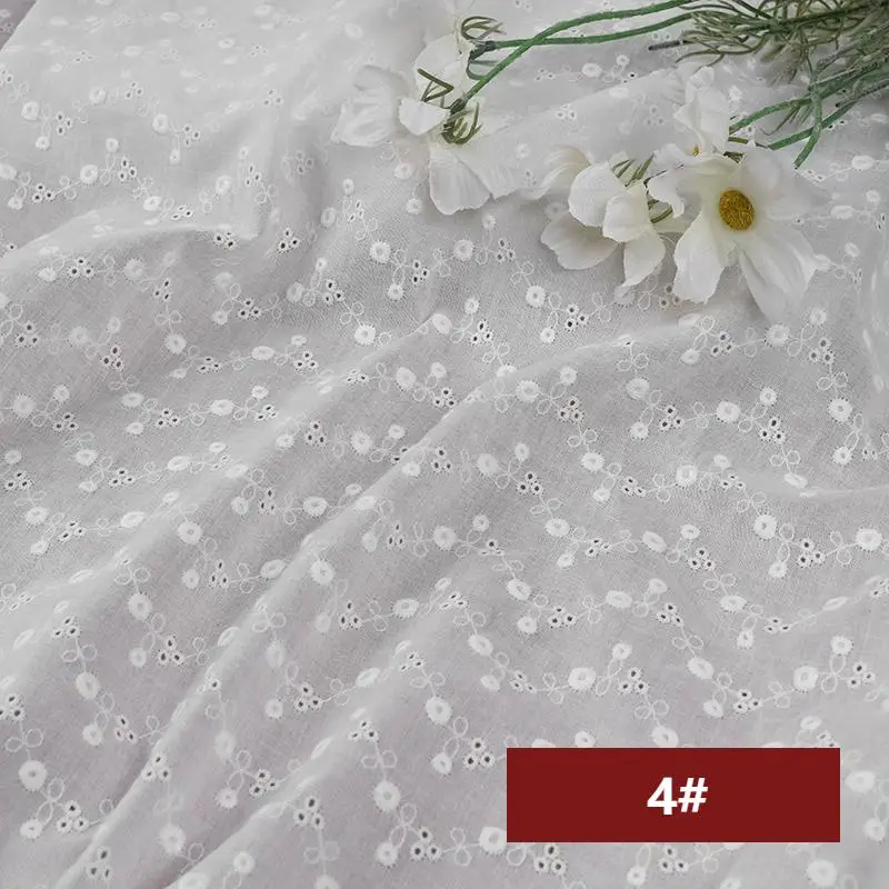 3/5/10m Broderie Anglaise biały materiał bawełniany oczko haftowana bawełna materiał koronki dla szycie sukienki, przez metr