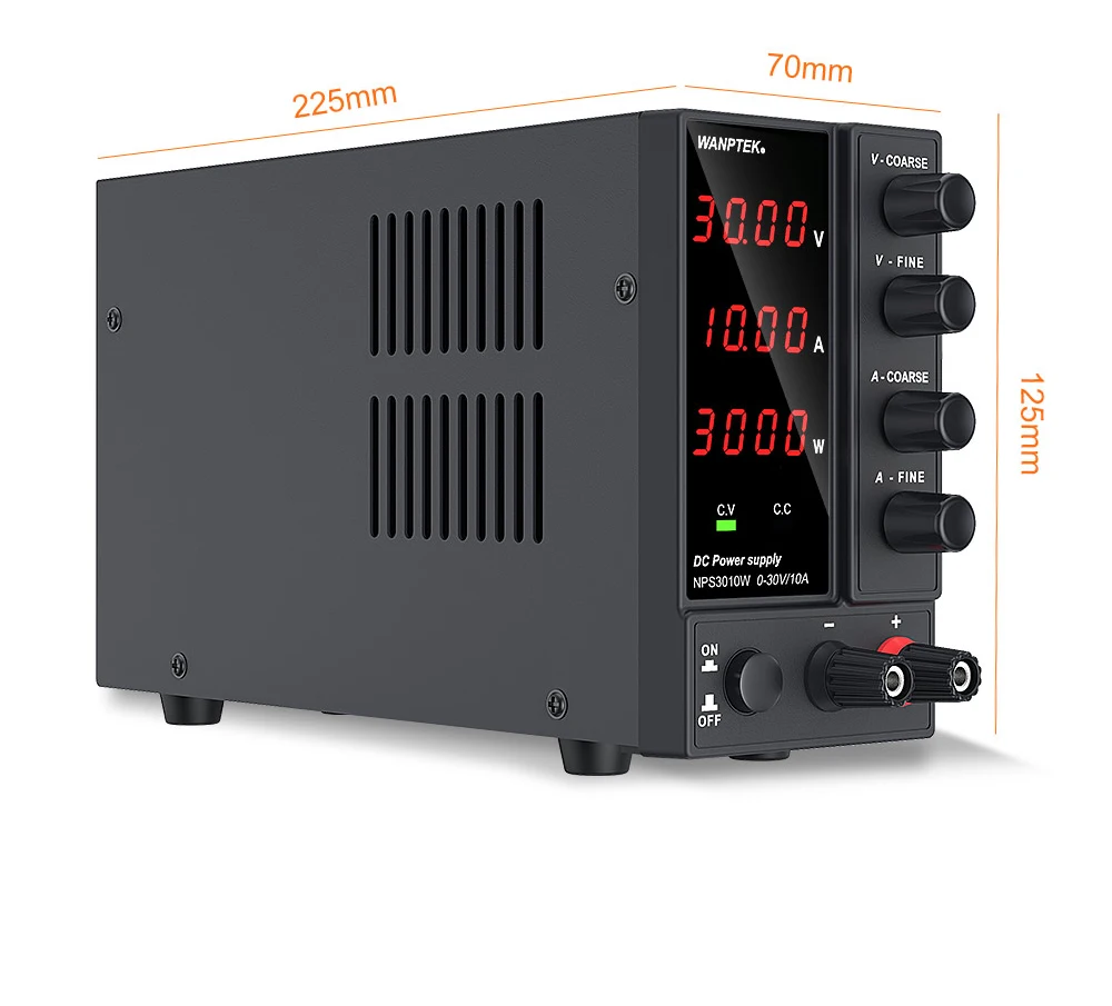 Wanptek Laboratory DC Power Supply Adjustable 30V 10A with Digit Display Voltage Regulator Stabilizer Switching Power Supply