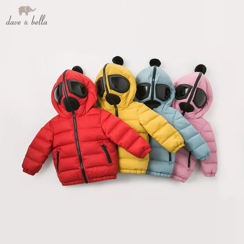 

DB11787 dave bella winter baby unisex down coat solid zipper hooded outerwear children 90% white duck down padded kids jacket