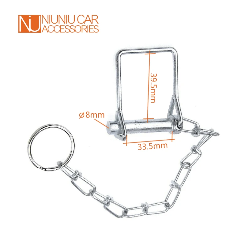 2PCS Trailer Coupler Safety Square Pin 8MM Clip With Chain and Ring RV Parts Car Camper Accessories Caravan Components