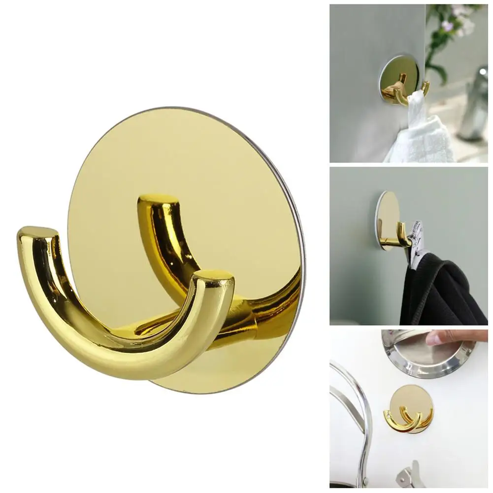 Self Adhesive Black And Gold Wall Hook Porch Living Room Home Kitchen Wall Door Hook Key Rack Kitchen Towel Hanger Zinc Alloy