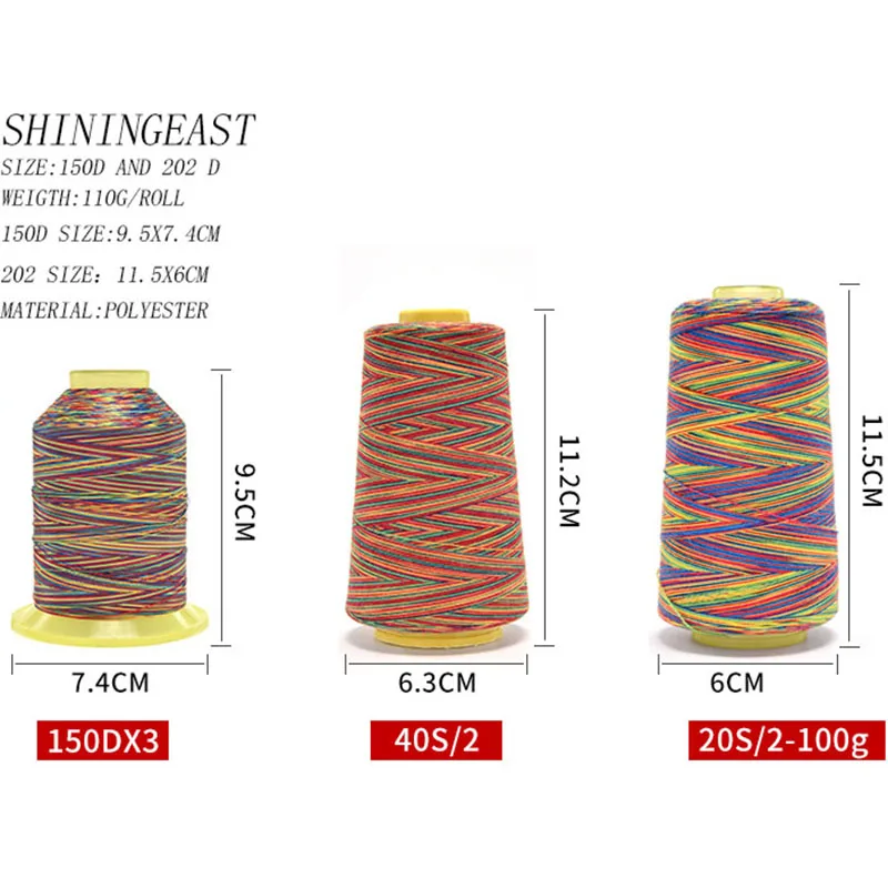 

2rolls/lot 202 150D colorful knitted handmade high speed polyester sewing thread for householding diy accessories 1225