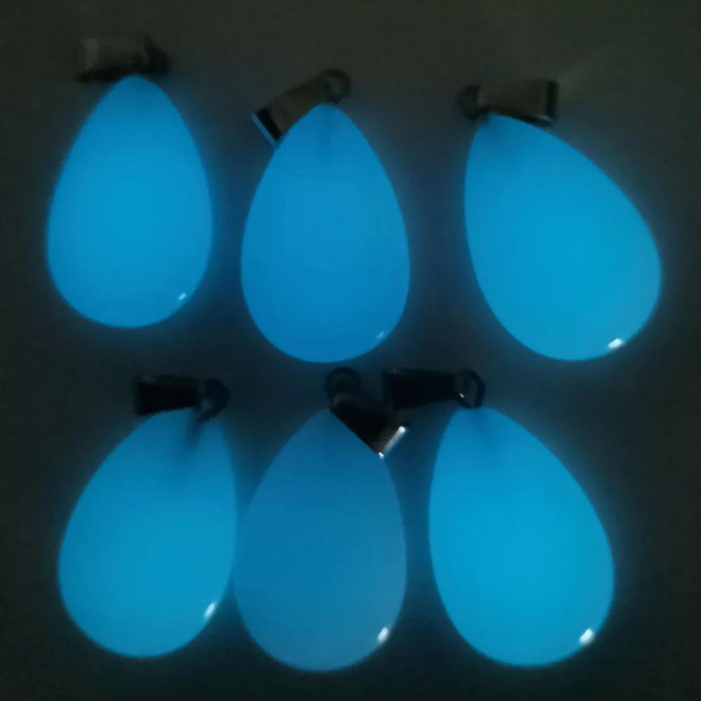 

Wholesale 24pcs/lot Fashion good quality blue Luminous stone water drop charms pendants fit jewelry making Free shipping