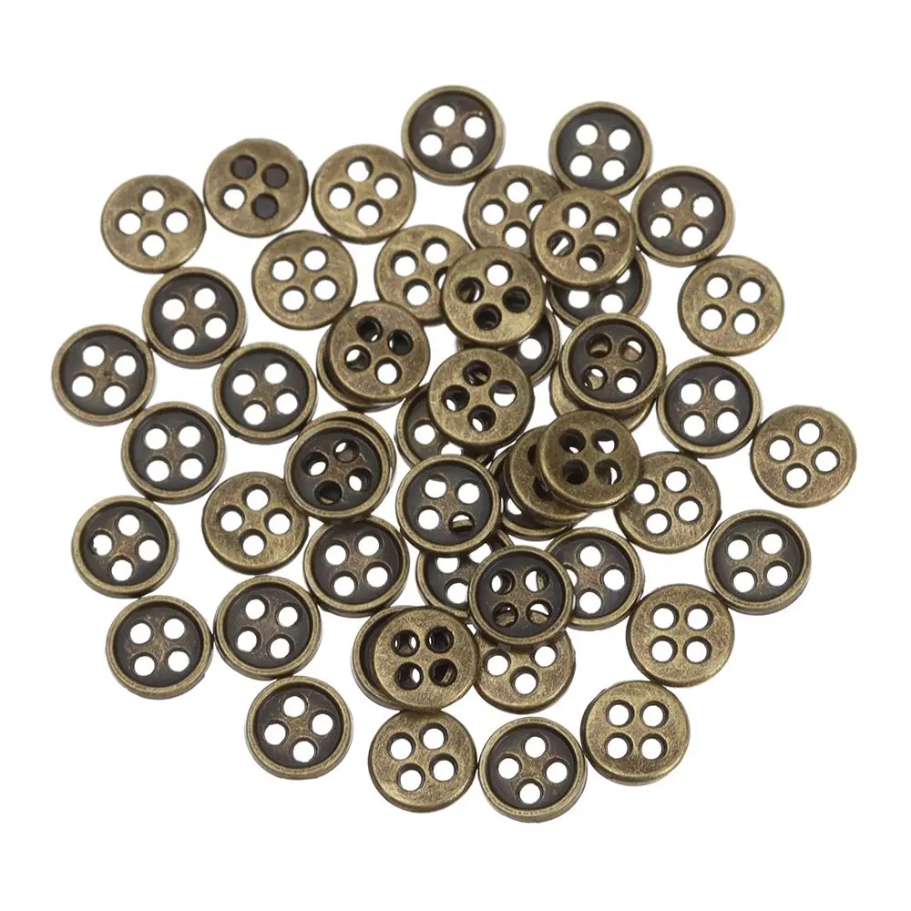 20Pcs 6mm Round Craft Buttons Mini Metal Buckles For Doll Clothes Black/Silver/Bronze/Gold Doll Clothing Sewing Accessories