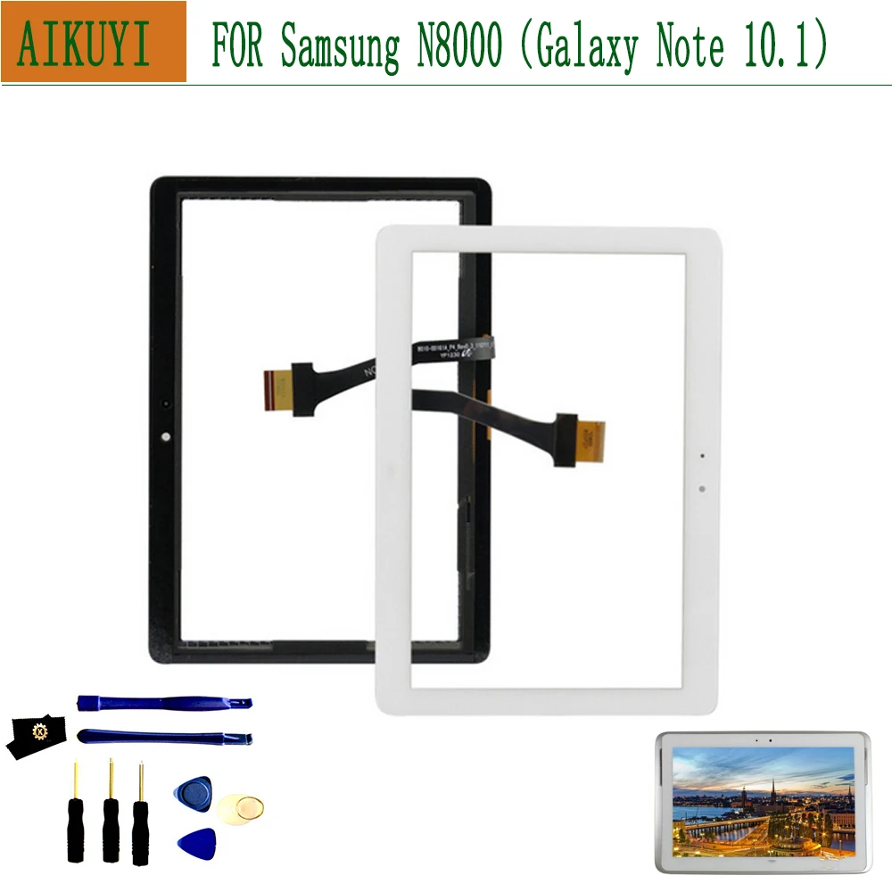 LCD Outer For Samsung Galaxy Tab 2 N8000 P5100 P5110 N8010 N8013 Touch Screen Digitizer Sensor Lens Panel Assembly Front Glass