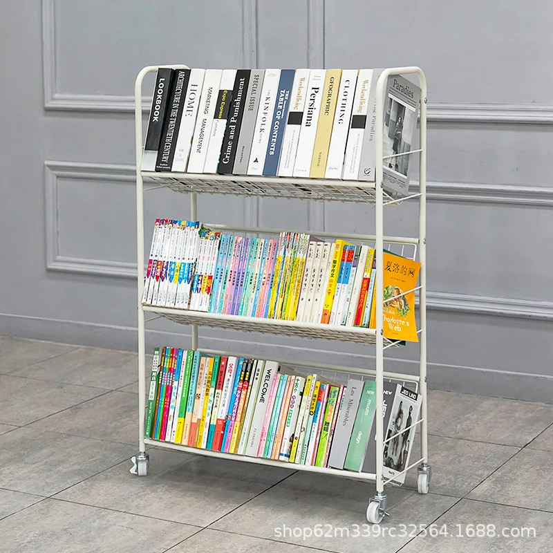 Children\'s Book Rack Stacking Floor Student Simple Bookcase Bookcase Study Room Mobile Large Capacity Bookcase Storage Shelf