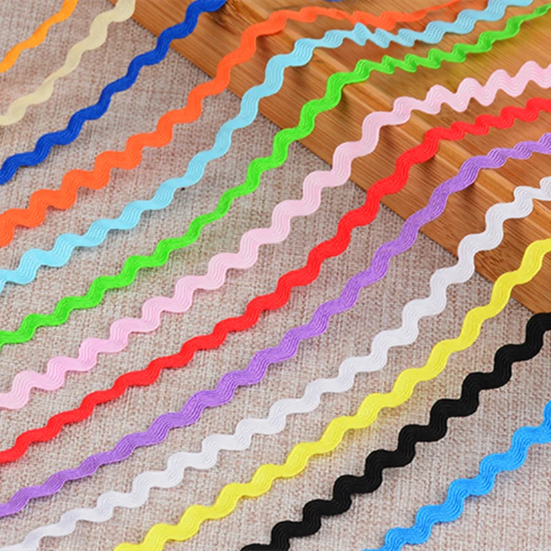 15 yardas/lote de cintas en zigzag de 6mm, cinta de poliéster, Material hecho a mano DIY para boda, fiesta, decoración navideña, cinta con lazo