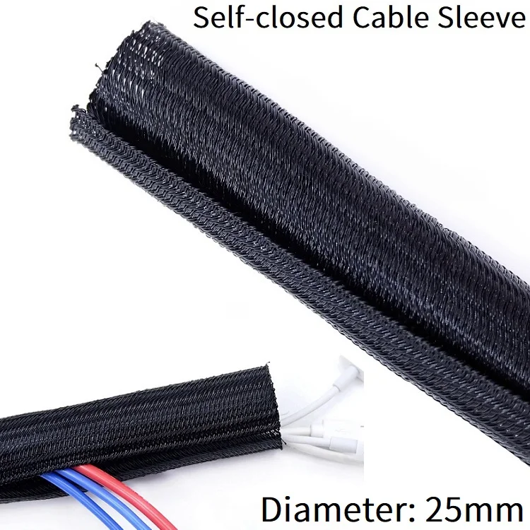 

25mm Expandable Braided Cable Sleeve Self Closing Cable Management Loom PET Insulated Split Harness Sheath Wire Wrap Protection
