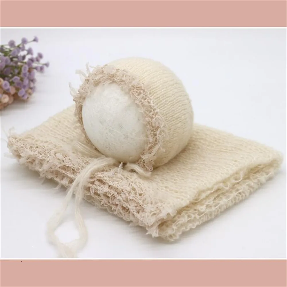 ❤️Newborn Photography Clothing Mohair Hat+Wrap 2Pcs/set Baby Photo Props Accessories Studio Shooting Infant Knitted Cap Wraps