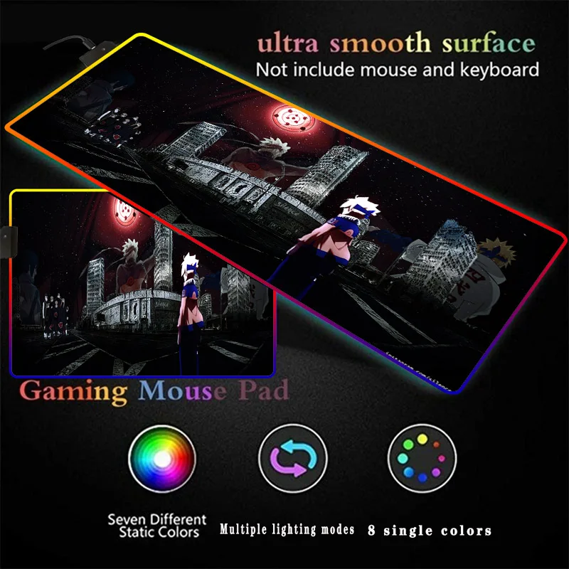 

Anime Dark LED Light Mousepad RGB Keyboard Cover Desk-mat Colorful Mouse Pad Waterproof Multi-size Computer Gamer CS