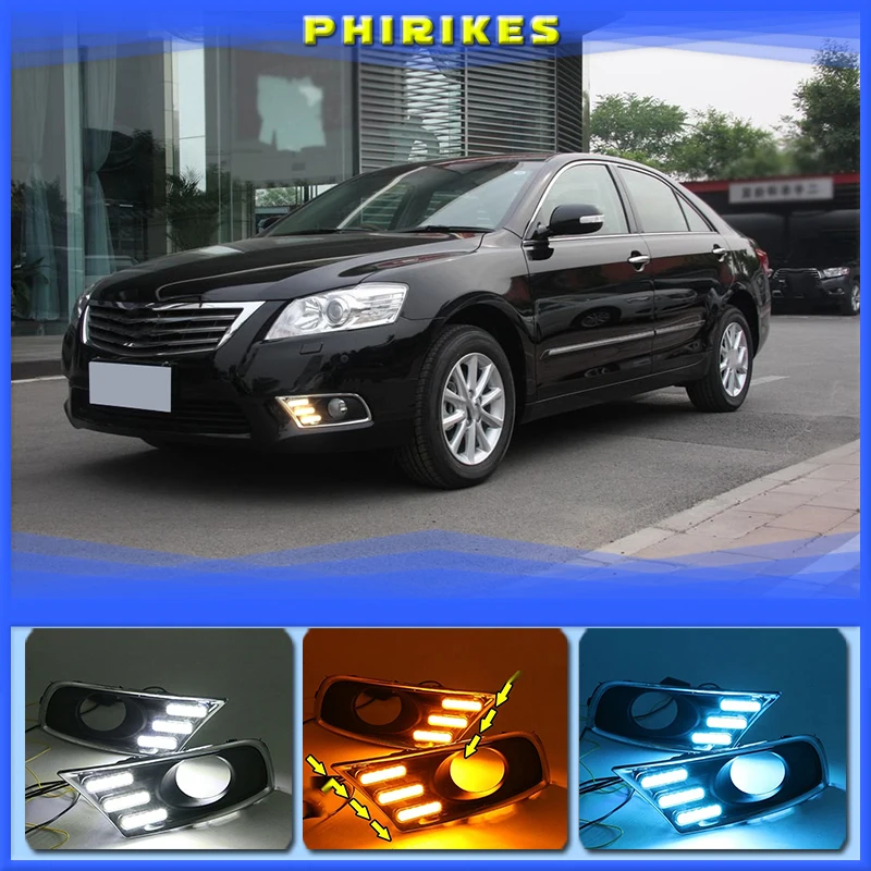 

2Pcs DRL For Toyota Camry 2009 2010 2011 Daytime Running Lights fog lamp cover Daylight Turn yellow