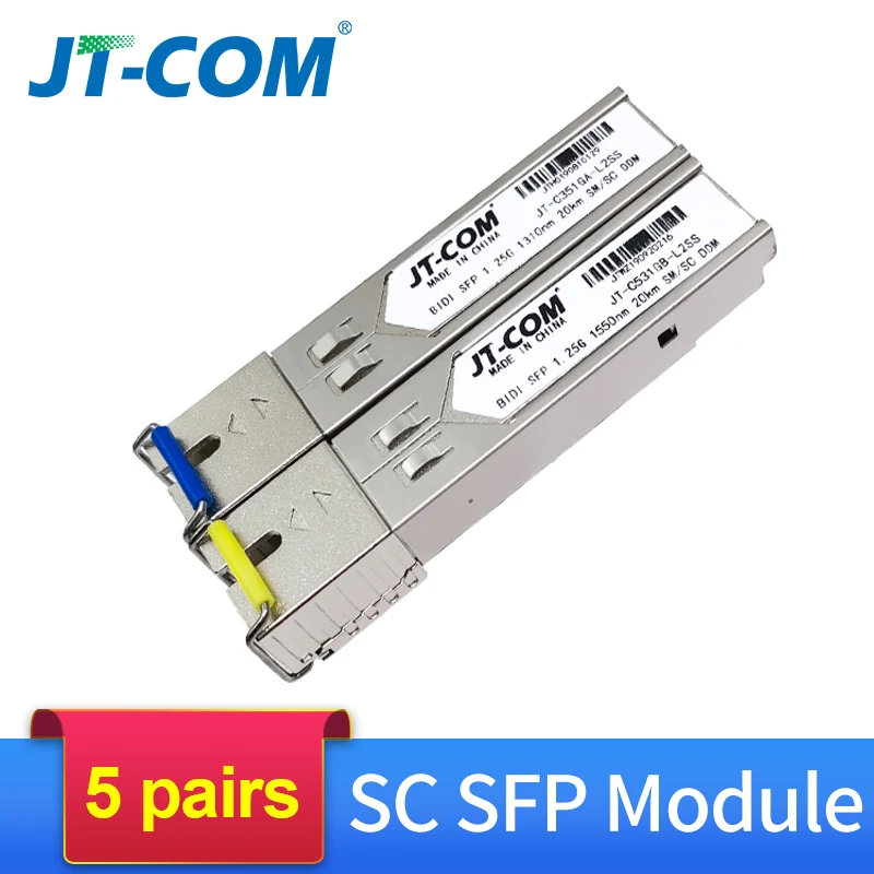 5 pair 1Gb SC 5KM/20KM SFP Modulo Gigabit Ottica Singola Modalità Singola Fibra Ricetrasmettitore Compatibile con Cisco Switch Ethernet