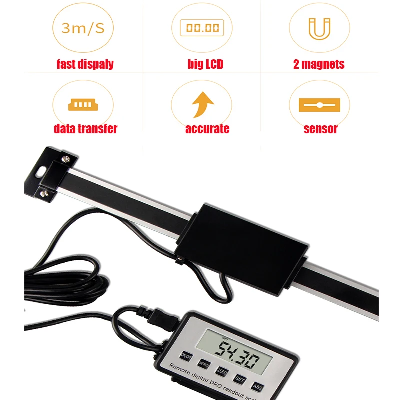 0-150mm/0-200mm/0-300mm 500mm Digital Table Readout linear scale DRO Magnetic Remote External Display for Bridgeport Mill Lathe