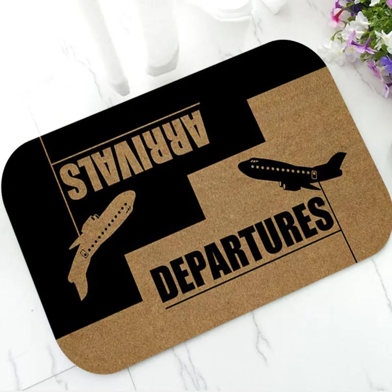 Novelty Arrivals and Departures Pattern Front Door Welcome Doormat Floor Rug Carpet for Bathroom Bedroom Plane Home Decor 50x80