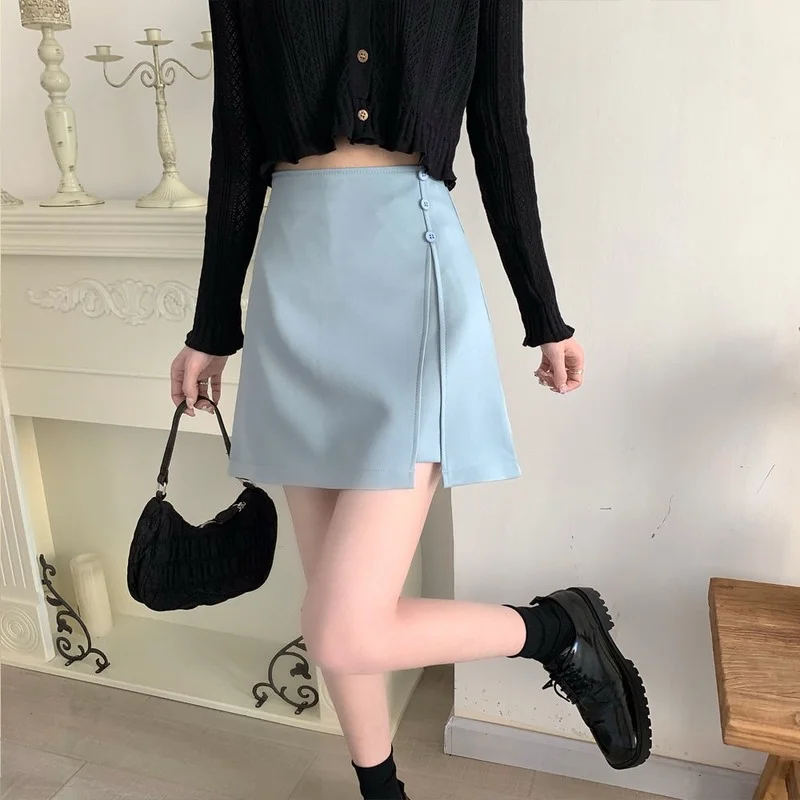 Skirts Women Mini Solid Candy Color Kawaii Girls Cute Friends High Waist Slim Stylish Fashion Skirt Comfortable Mujer Faldas