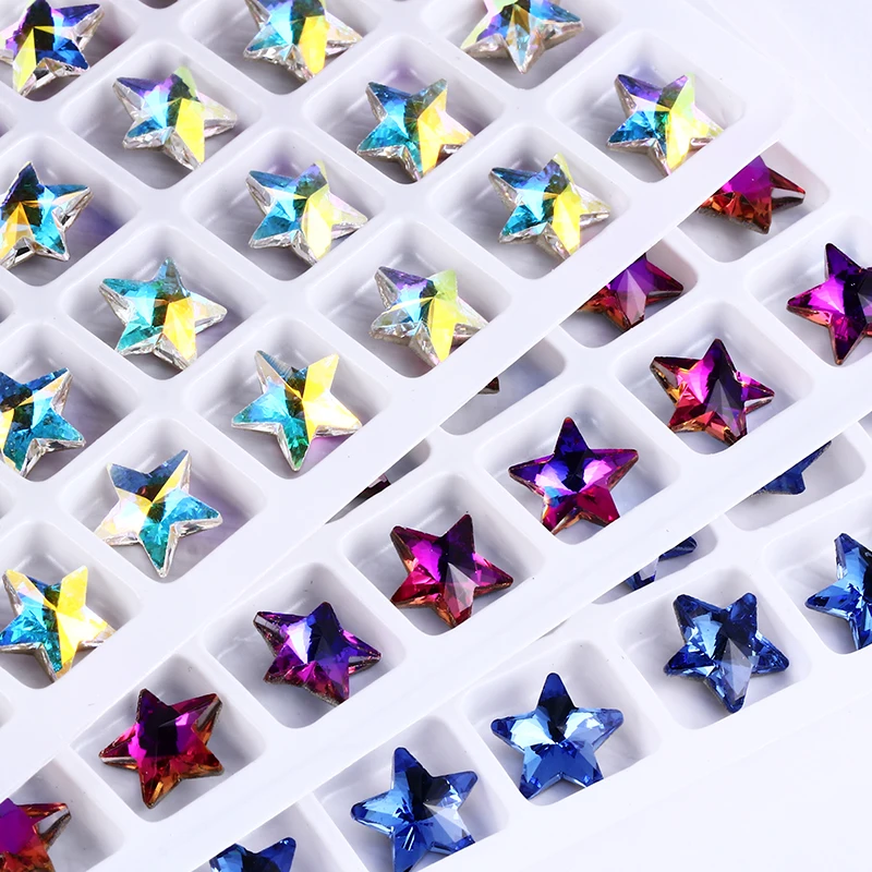 8/10mm Star Crystal Plated Rhinestone Glue On Stars Multiple Color Glass Beads Jewelri Make Sapphire Light Siam K9 Crystals