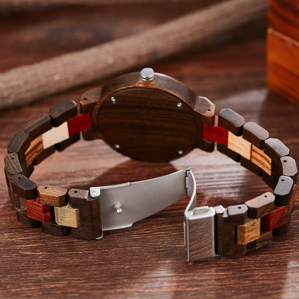 Fashion Personality Women Wooden Watch Elegant Quartz Wristwatch Female Colorful Wood Strap Simple Luxury Dial Waterproof relogi