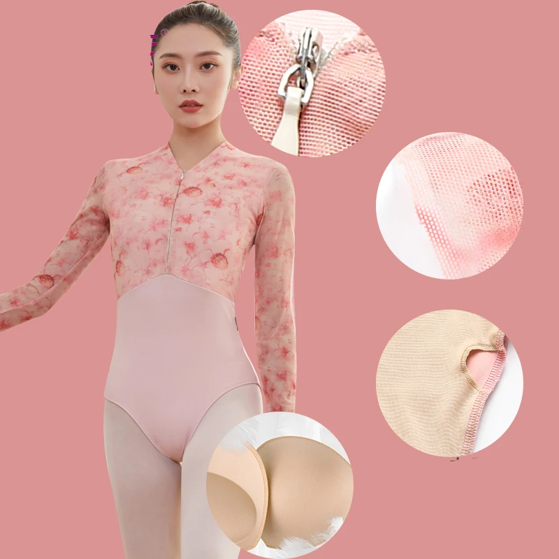 Ballet Dance Leotards Women of 2021 New Long Sleeve  Print Gymnastics Dancing Costume Adult High Quality Ballet Leotard